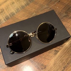 Round Gold Chanel Sunglasses